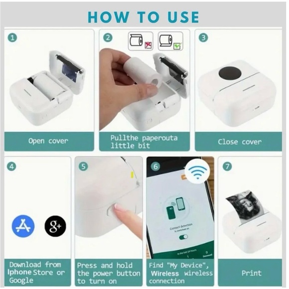 White Portable Mini Printer - Picture 6 of 7